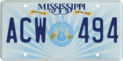 MS license plate ACW494