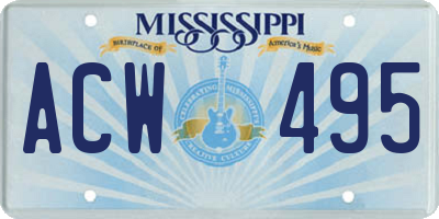 MS license plate ACW495