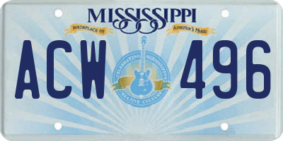 MS license plate ACW496