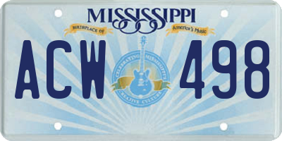 MS license plate ACW498