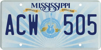 MS license plate ACW505