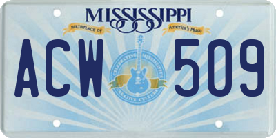 MS license plate ACW509