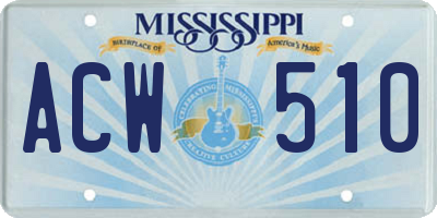 MS license plate ACW510