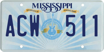 MS license plate ACW511