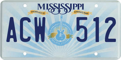 MS license plate ACW512