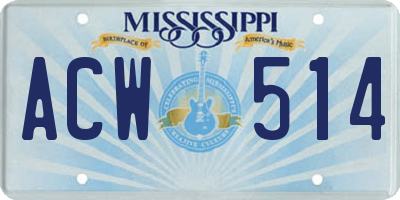 MS license plate ACW514