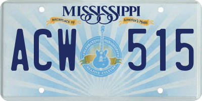 MS license plate ACW515