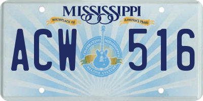 MS license plate ACW516