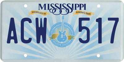MS license plate ACW517
