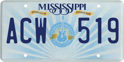 MS license plate ACW519