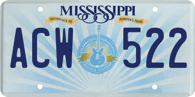 MS license plate ACW522