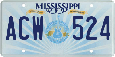 MS license plate ACW524