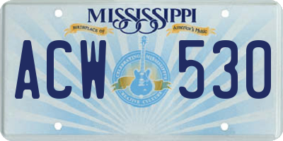 MS license plate ACW530