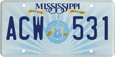 MS license plate ACW531