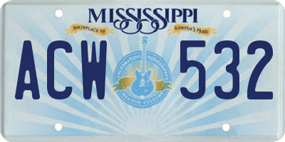 MS license plate ACW532