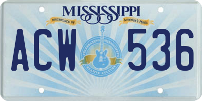 MS license plate ACW536