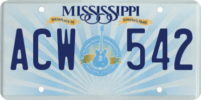 MS license plate ACW542