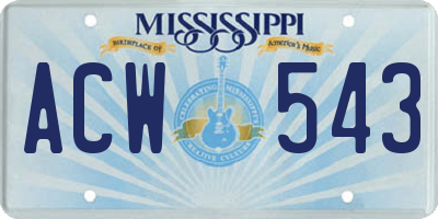 MS license plate ACW543