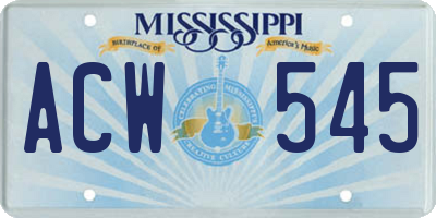 MS license plate ACW545