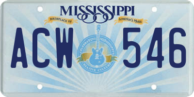 MS license plate ACW546