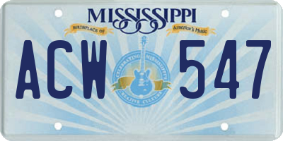 MS license plate ACW547
