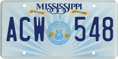 MS license plate ACW548
