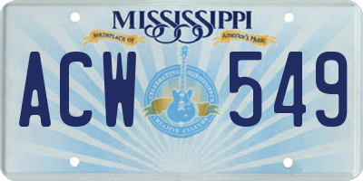 MS license plate ACW549