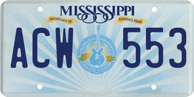 MS license plate ACW553