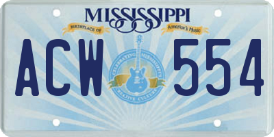 MS license plate ACW554