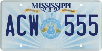 MS license plate ACW555