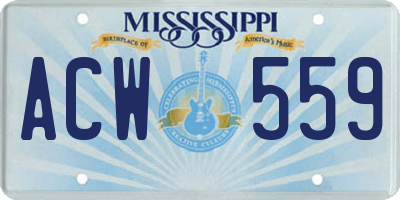MS license plate ACW559