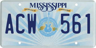 MS license plate ACW561