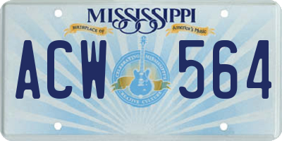 MS license plate ACW564