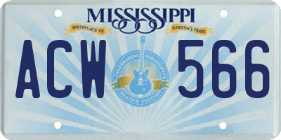 MS license plate ACW566