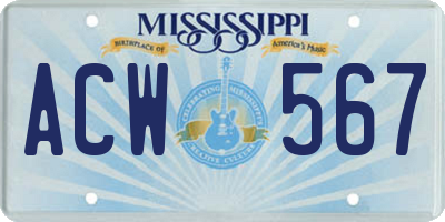 MS license plate ACW567
