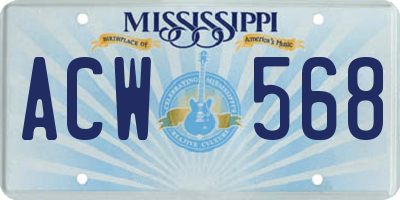 MS license plate ACW568