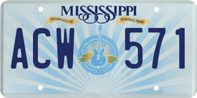 MS license plate ACW571