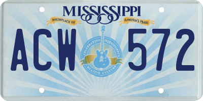 MS license plate ACW572