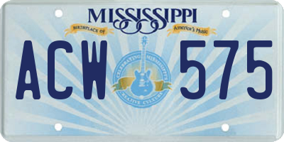 MS license plate ACW575