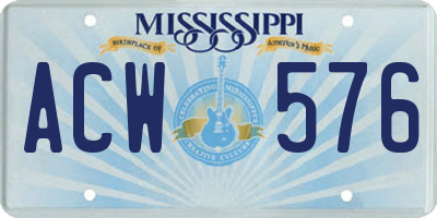 MS license plate ACW576