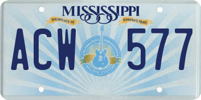 MS license plate ACW577