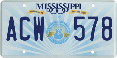 MS license plate ACW578