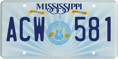 MS license plate ACW581