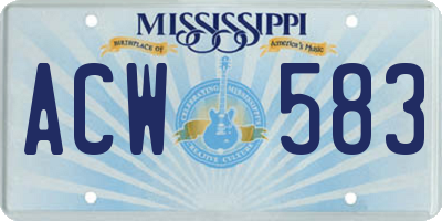 MS license plate ACW583