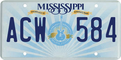MS license plate ACW584