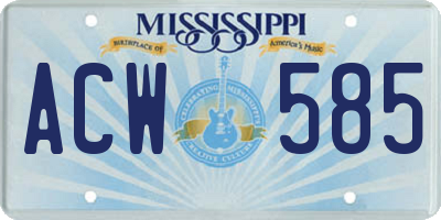 MS license plate ACW585