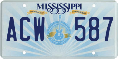 MS license plate ACW587
