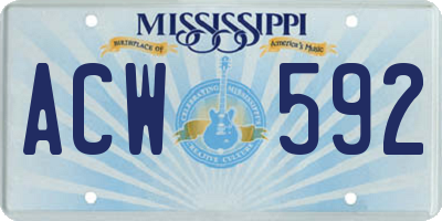 MS license plate ACW592