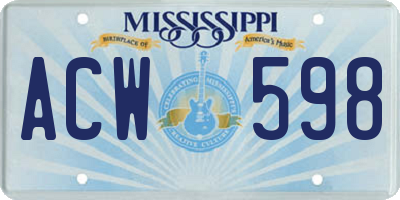 MS license plate ACW598