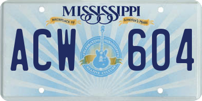 MS license plate ACW604